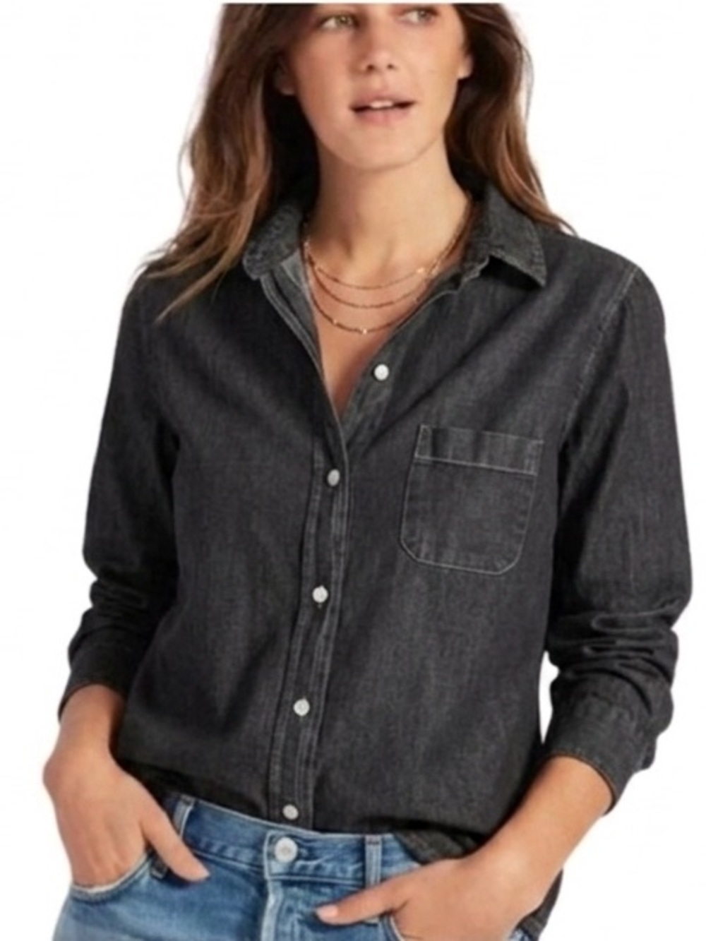 Grayson The Hero Dark Gray Denim Button Down 100% Shirt Cotton Size 02 S Small
